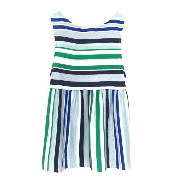 Joe Fresh Green White Striped Ruffled Sleeveless Peplum Top M - Picture 3 of 7